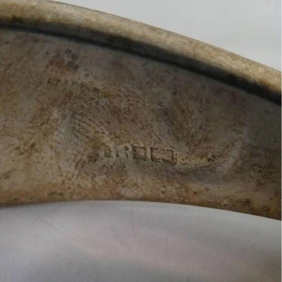 Silver Tone Floral Cloisonne Enamel Mother of Pearl Hinged Bangle Bracelet - Picture 8 of 9